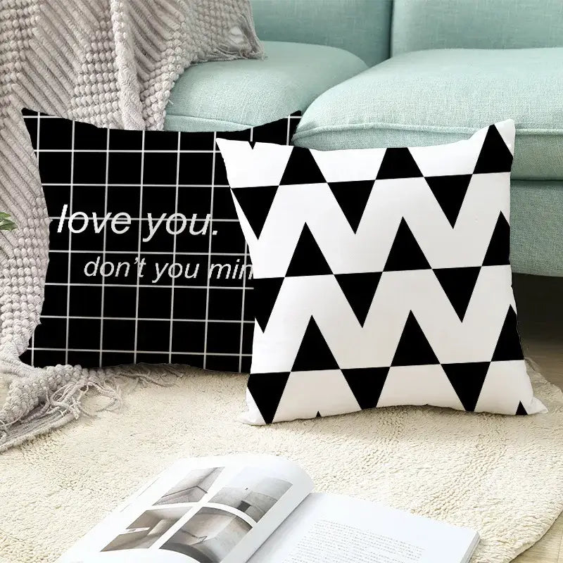 Black Geometry Cushion Cover