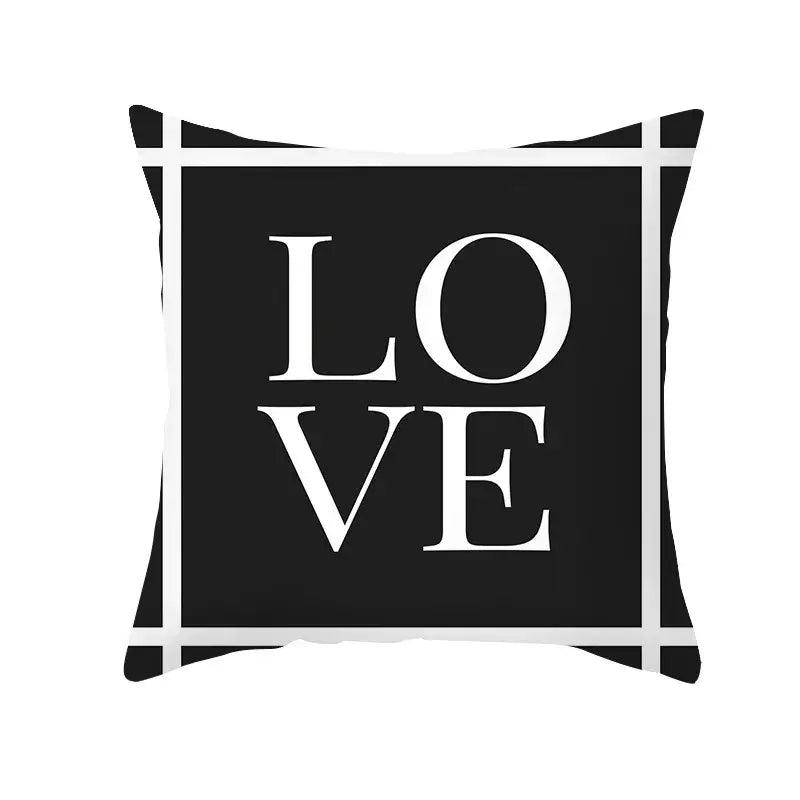 Black Geometry Cushion Cover