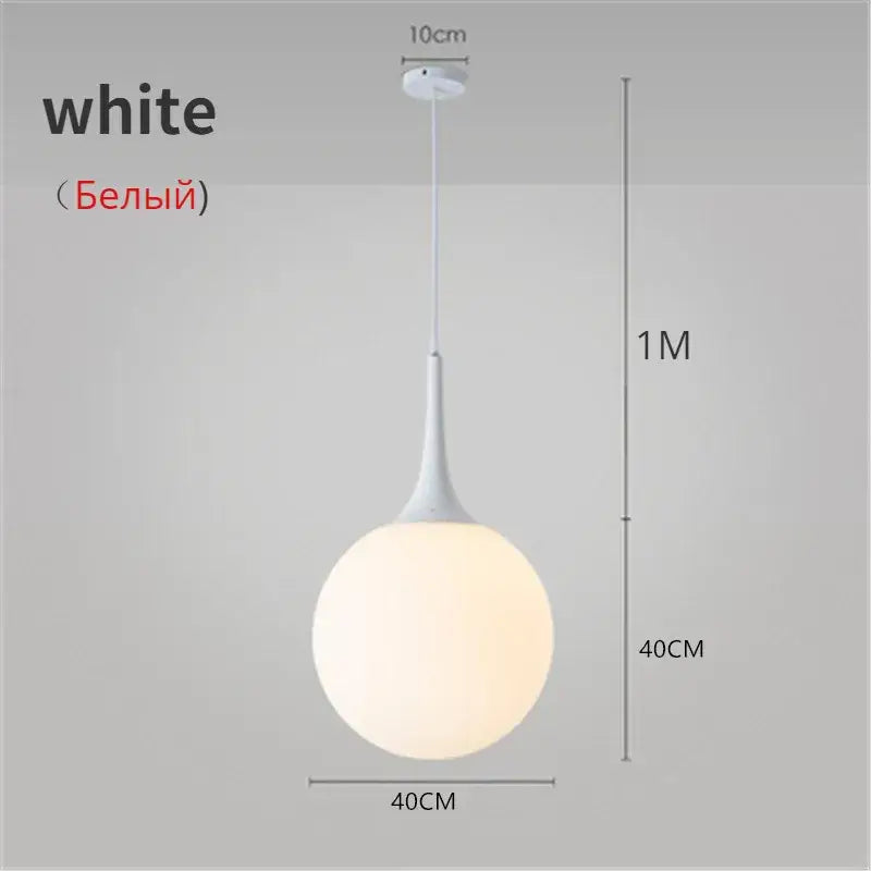 Black White Glass 40cm Pendant