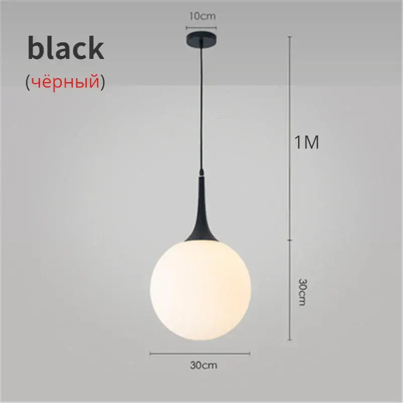 Black White Glass 40cm Pendant