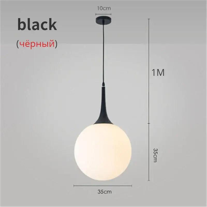 Black White Glass 40cm Pendant