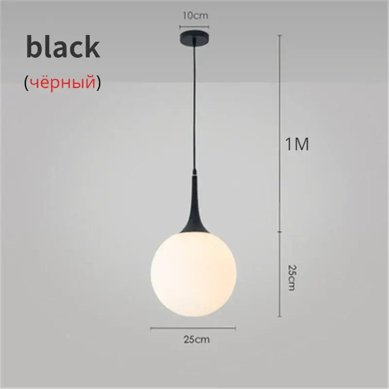 Black White Glass 40cm Pendant