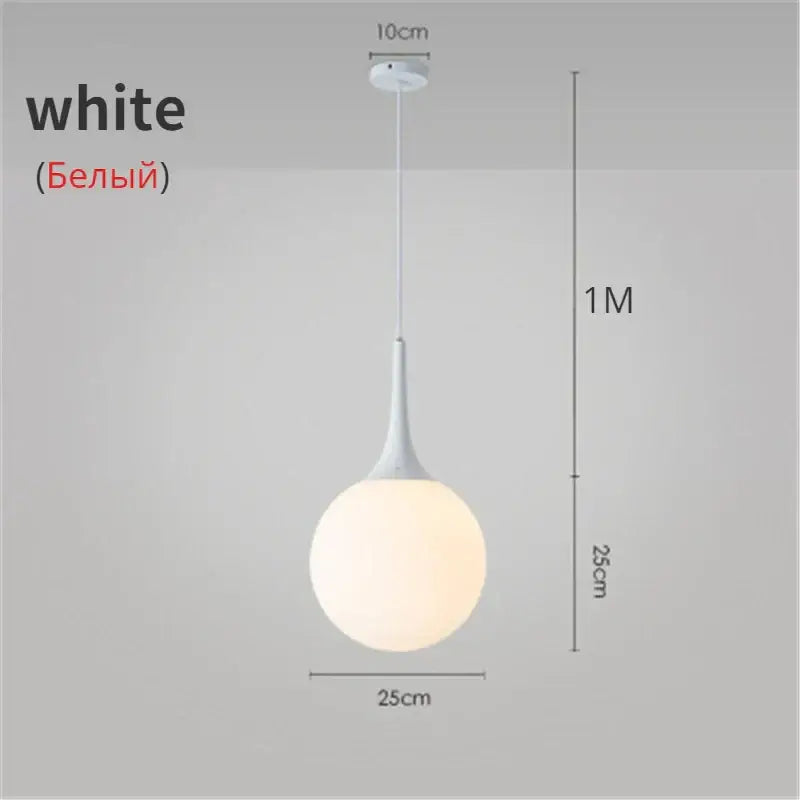 Black White Glass 40cm Pendant