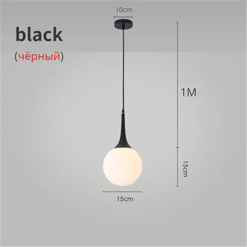 Black White Glass 40cm Pendant