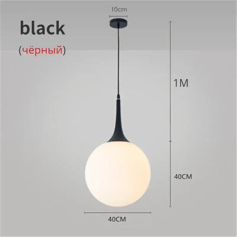 Black White Glass 40cm Pendant