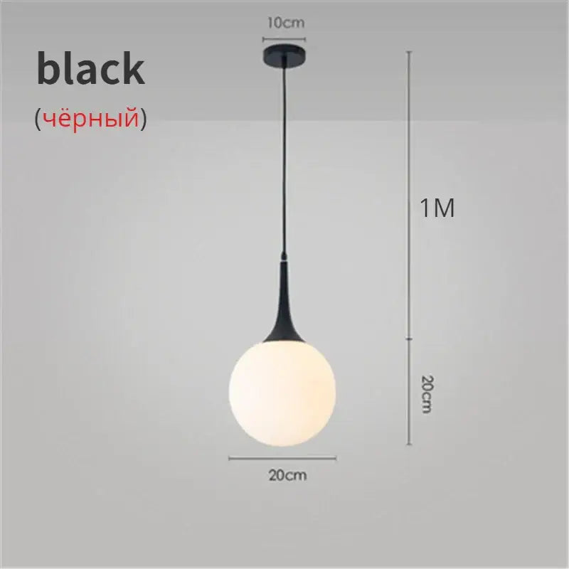 Black White Glass 40cm Pendant
