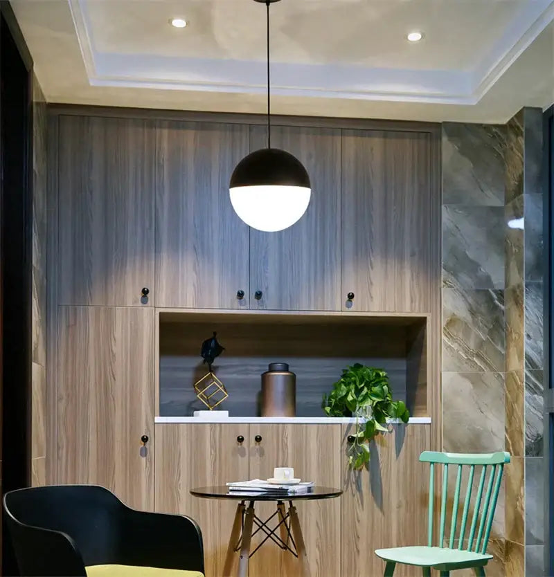 Black Glass Kitchen Pendant with Adjustable Length