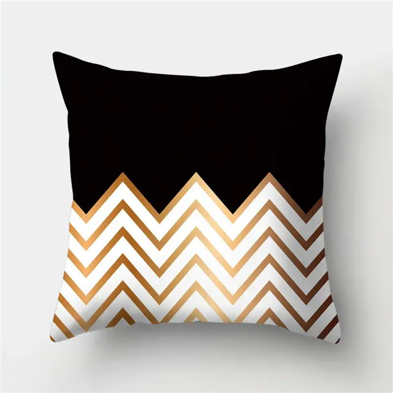 Black Gold Geometric Pillowcase