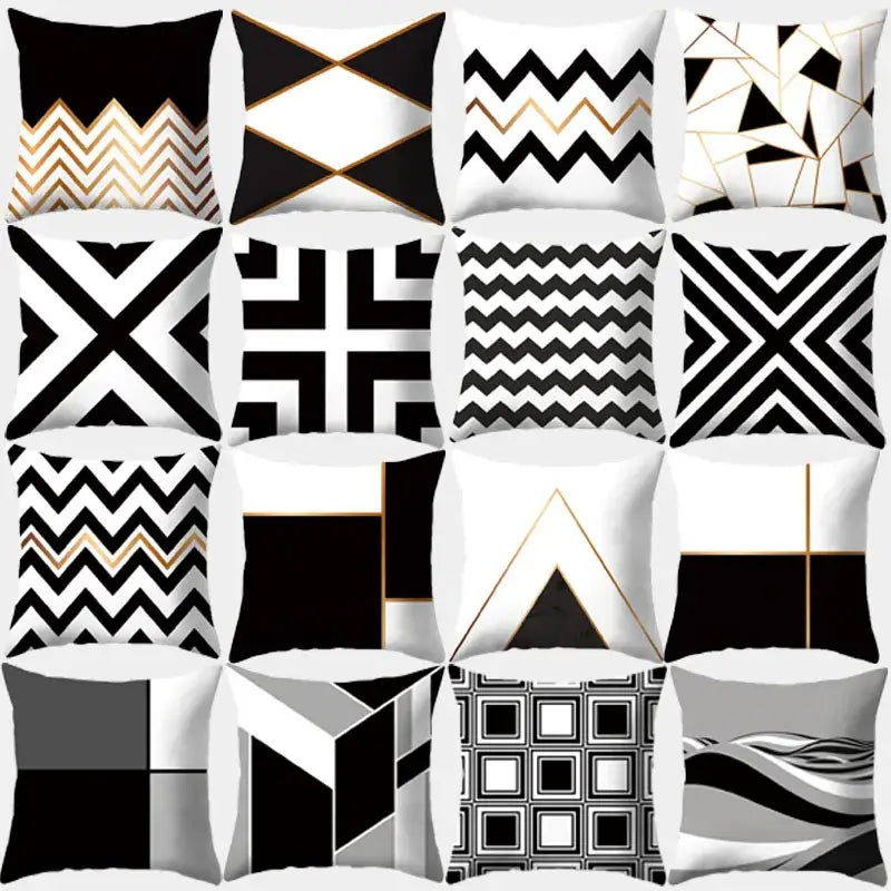 Black Gold Geometric Pillowcase