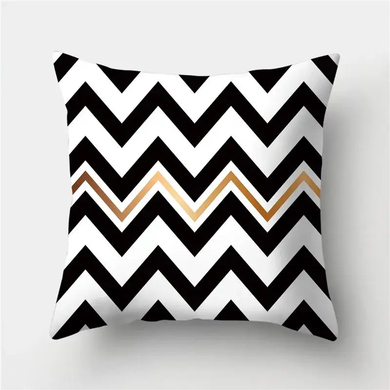 Black Gold Geometric Pillowcase