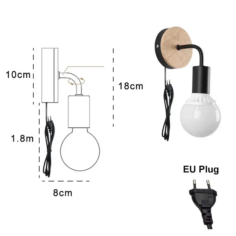 Black Iron Wall Sconce Alloy Construction for Bedrooms