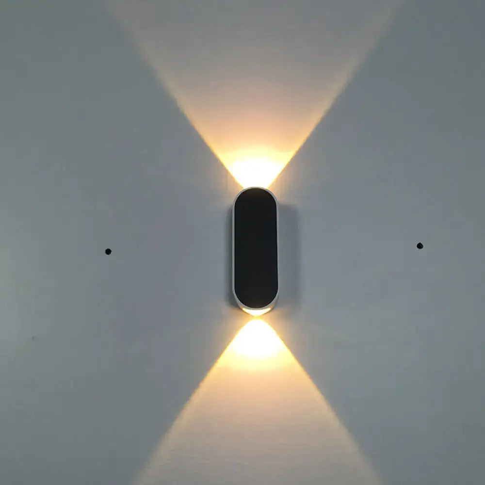 Black White Metal Oblong Wall Sconce