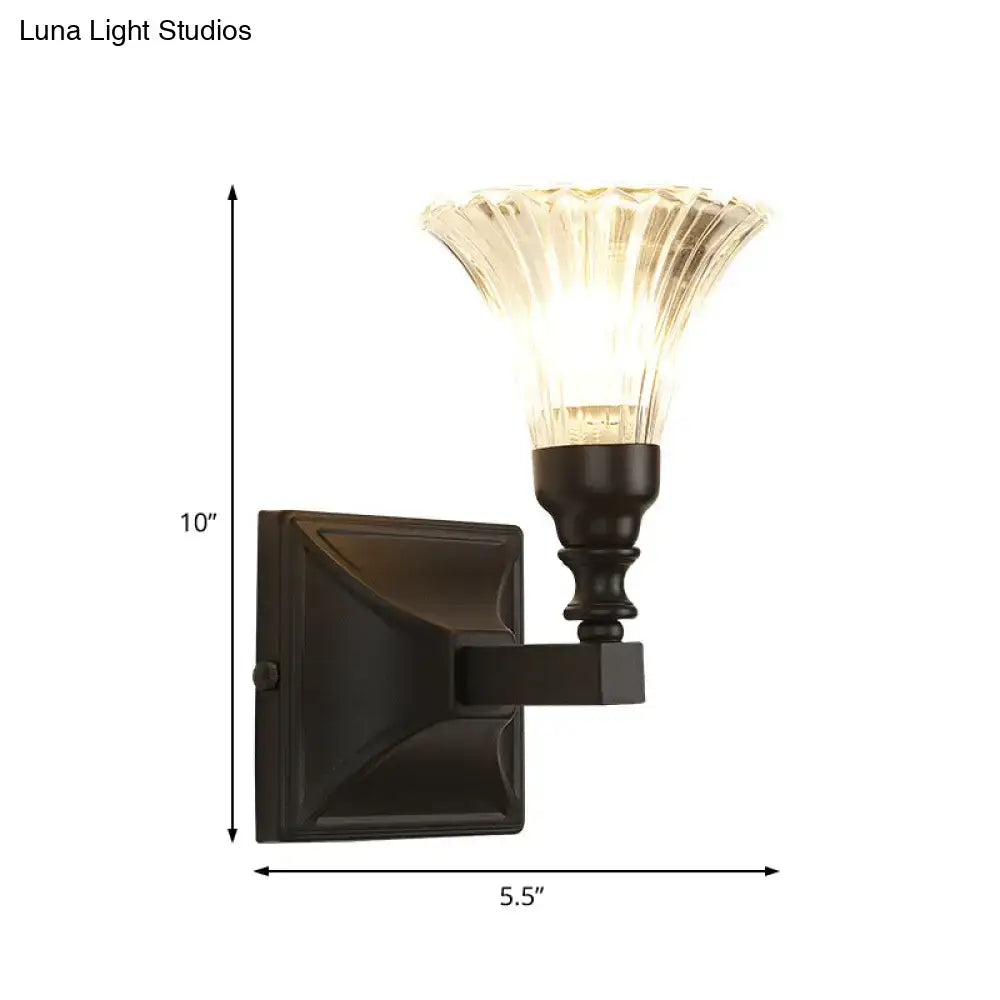 Black Flare Flush Sconce