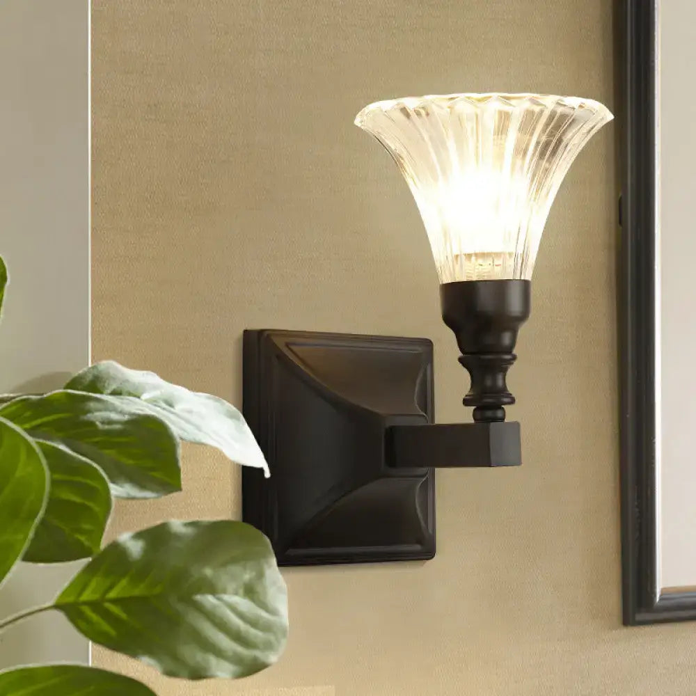 Black Flare Flush Sconce