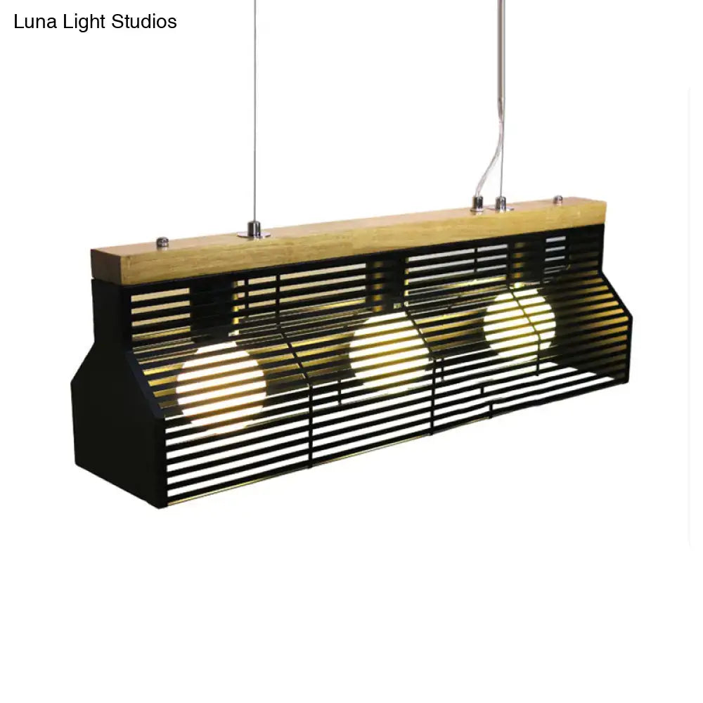 Black Slatted Pendant Light
