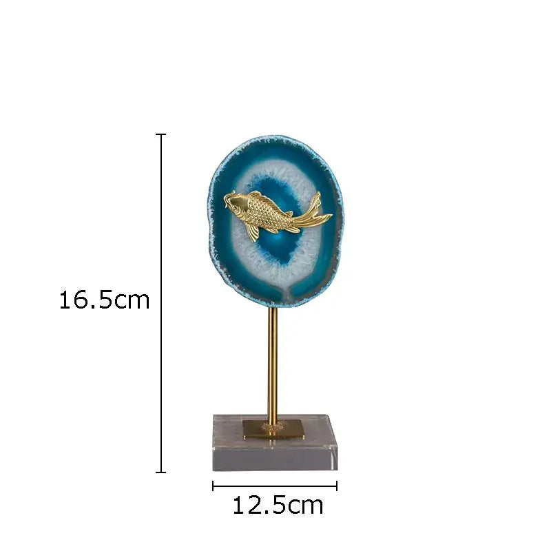 Blue Agate Fish Statue