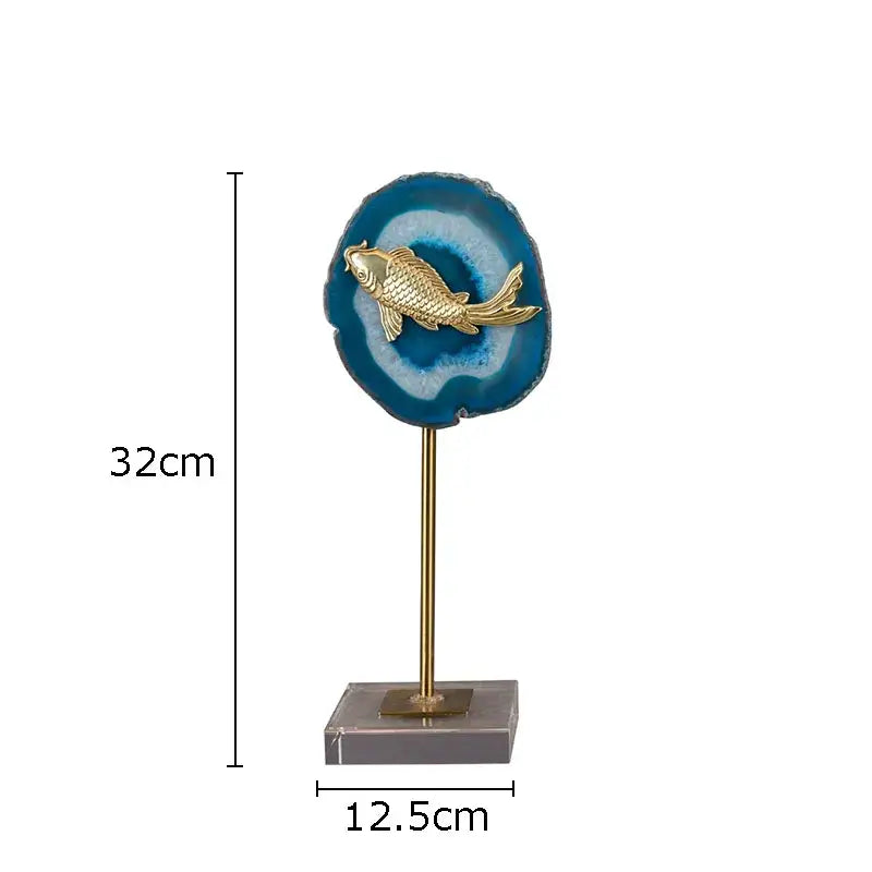 Blue Agate Fish Statue