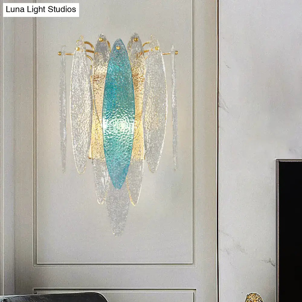 Blue Amber Glass Wall Sconce