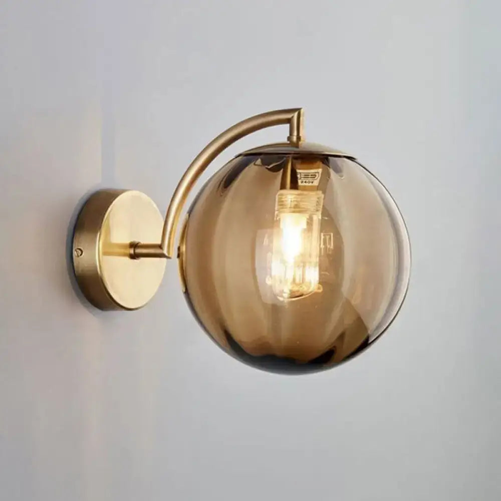 Gold Ribbed Glass Bedroom Wall Sconce