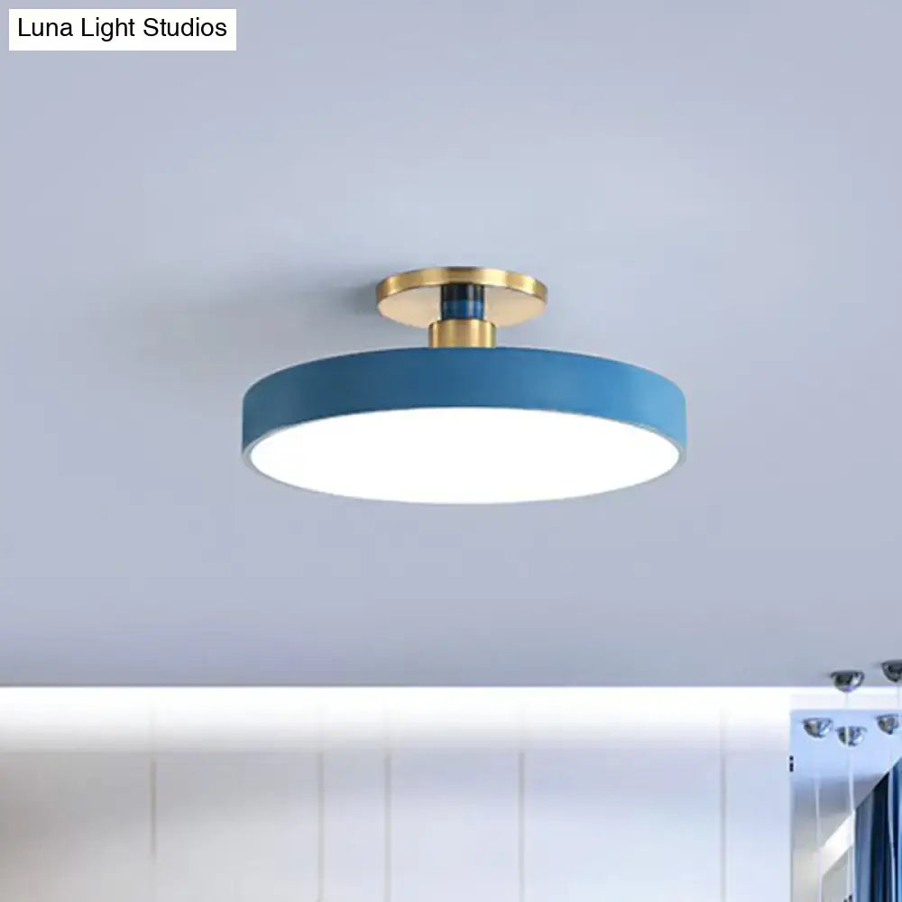 Blue Round Flush Ceiling Light