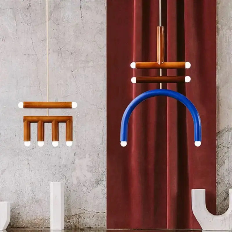 Blue Wood Pendant Lamp