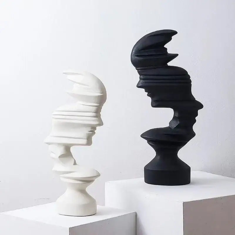 Blue Ceramic Face Sculpture
