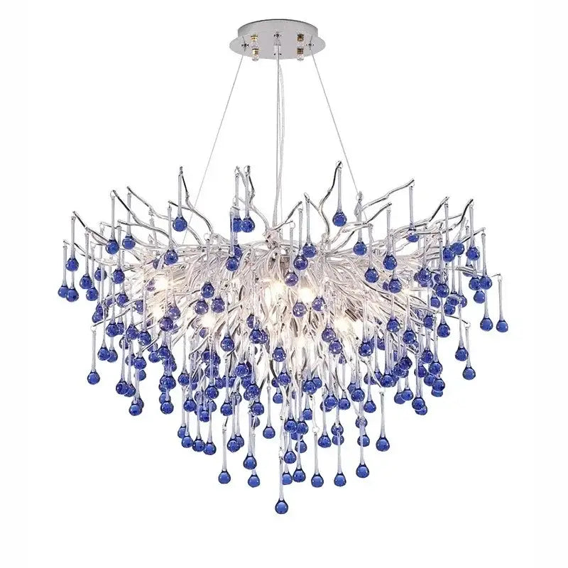 Blue Chrome Crystal Chandelier
