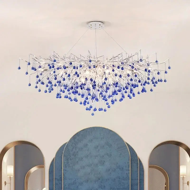 Blue Chrome Crystal Chandelier