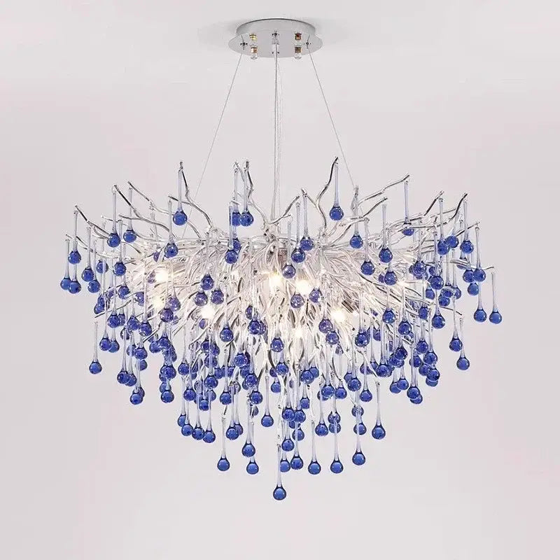 Blue Chrome Crystal Chandelier