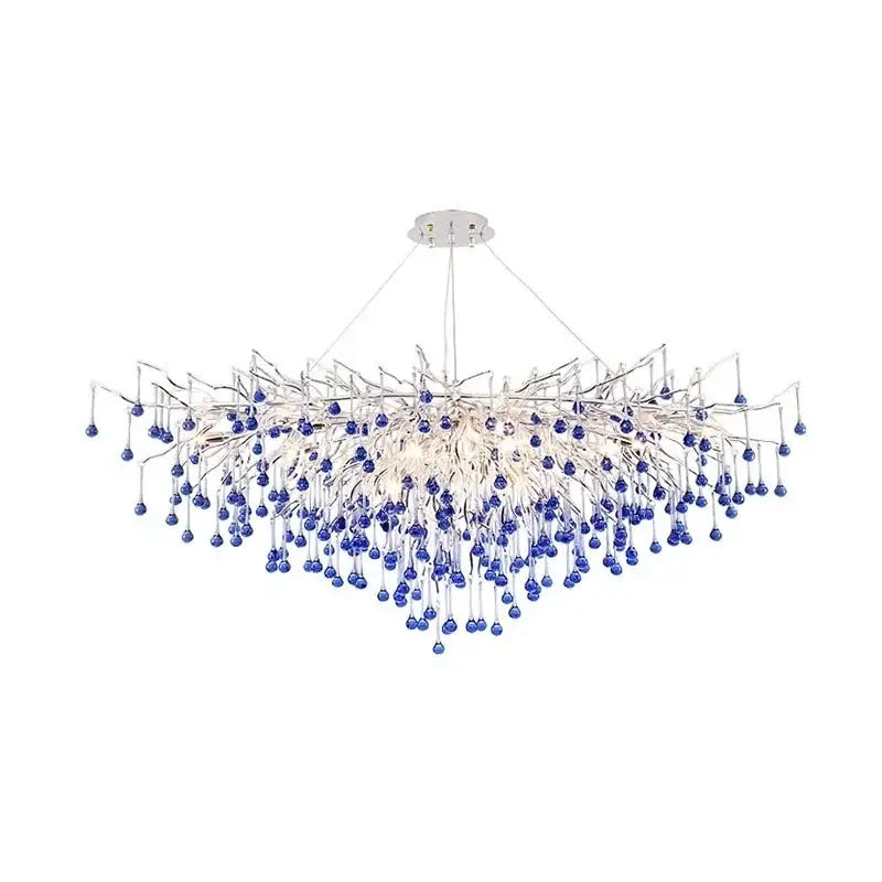 Blue Chrome Crystal Chandelier