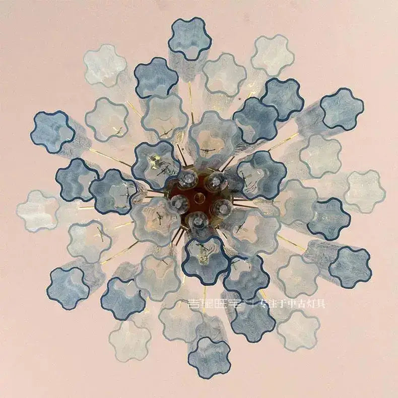 Blue Glass LED Chandelier