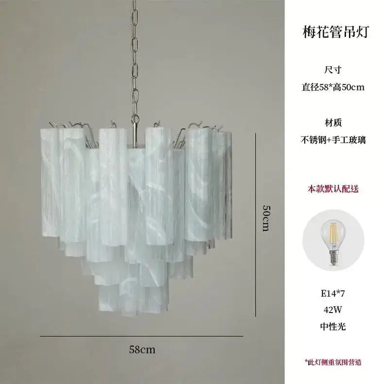 Blue Glass LED Chandelier