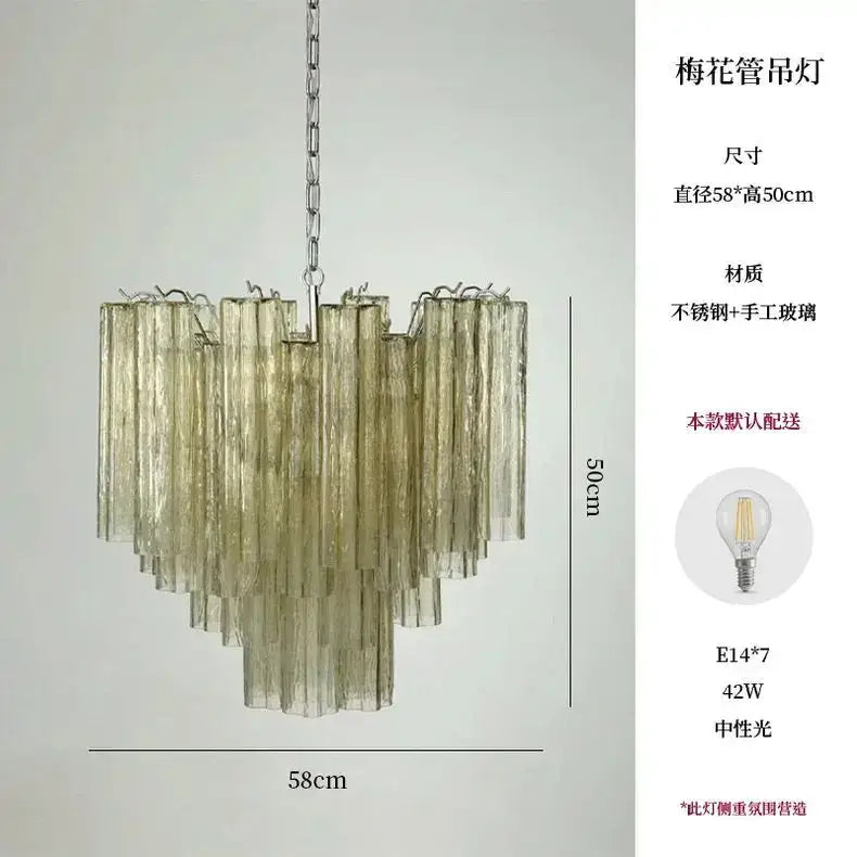 Blue Glass LED Chandelier