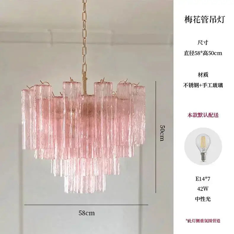 Blue Glass LED Chandelier