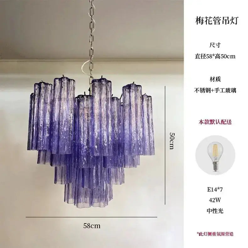 Blue Glass LED Chandelier