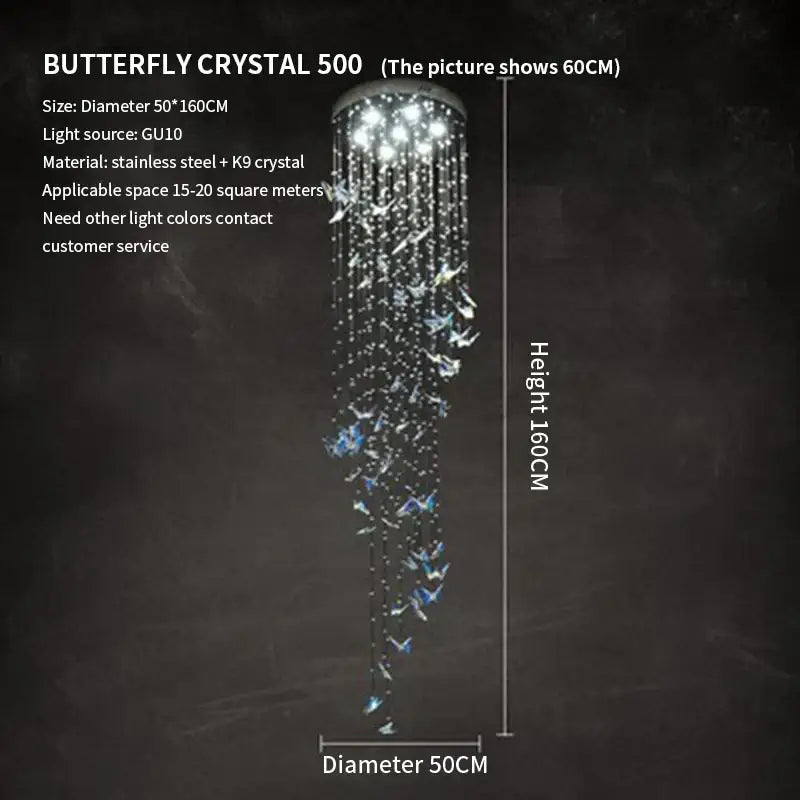 Crystal Butterfly Chandelier with Rotating Design