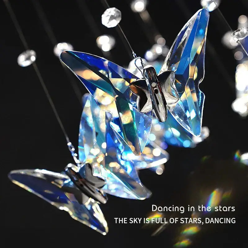 Crystal Butterfly Chandelier with Rotating Design