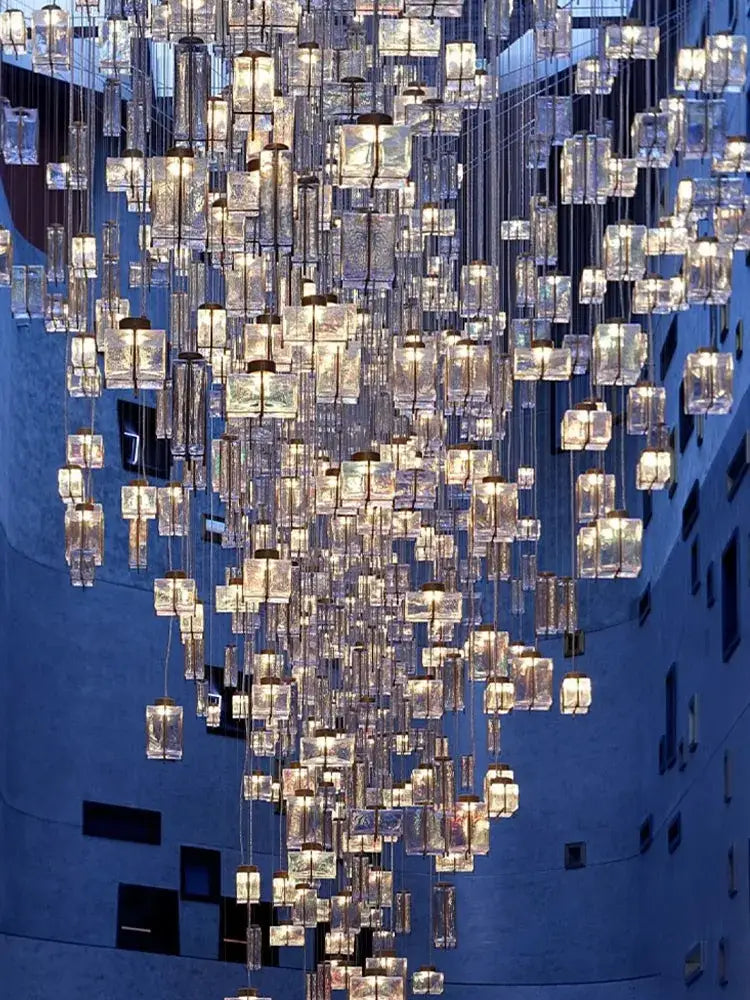 Crystal Cube Geometric Pendant Light