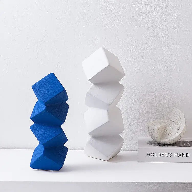Blue Geometric Sculpture Stack