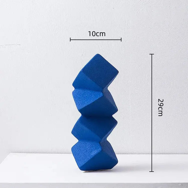 Blue Geometric Sculpture Stack
