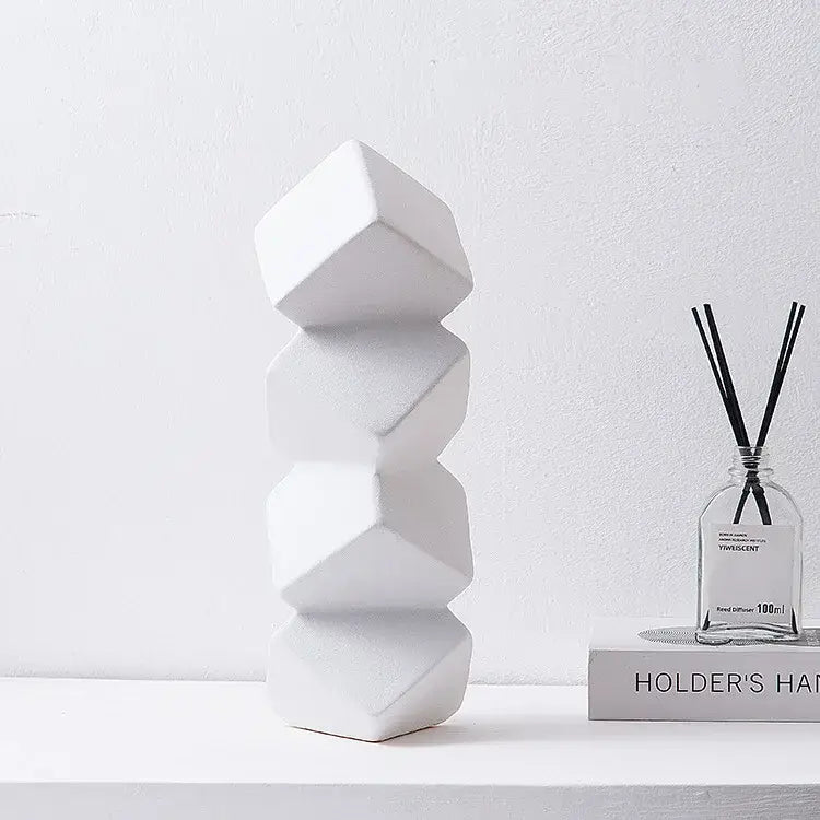 Blue Geometric Sculpture Stack