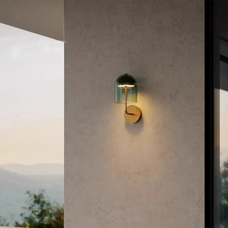 Blue Glass Dome Wall Sconce