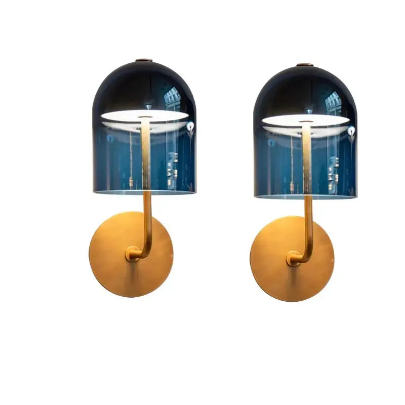 Blue Glass Brass Sconces