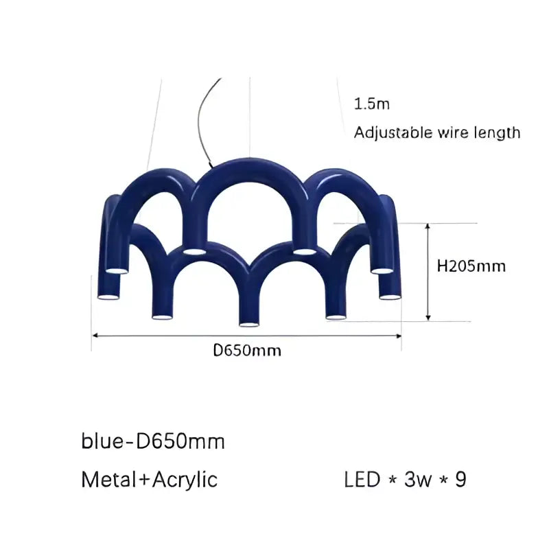 Blue Metal Arch Chandelier