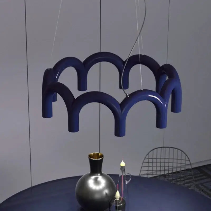 Blue Metal Arch Chandelier