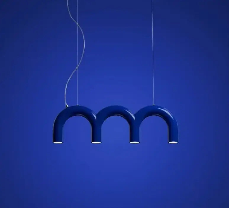 Blue Metal Arch Chandelier