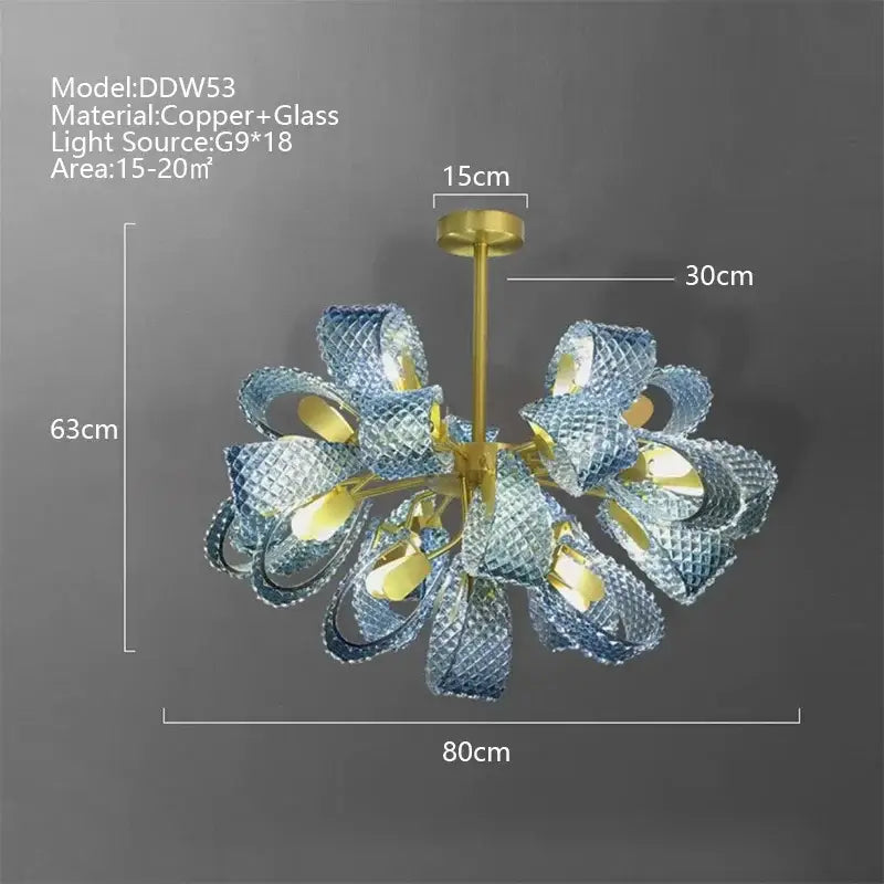 Blue Peacock Glass Chandelier