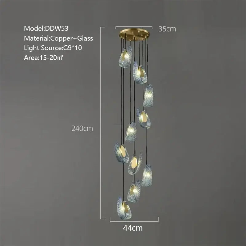 Blue Peacock Glass Chandelier