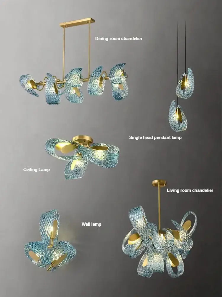Blue Peacock Glass Chandelier