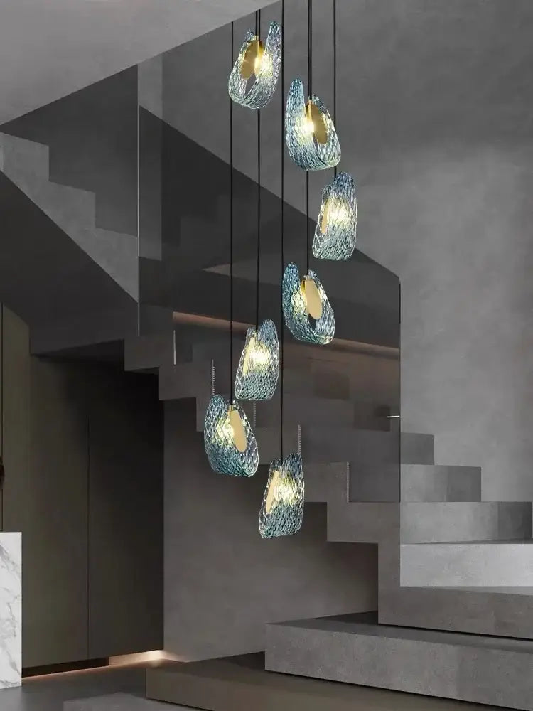Blue Peacock Glass Chandelier